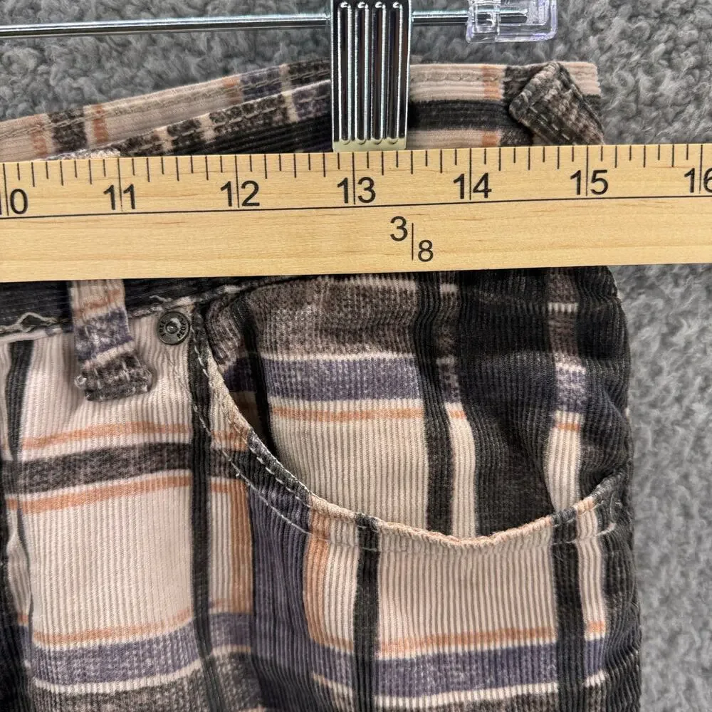 Free‎ People Jeans Women 26 Gray Corduroy Straight Plaid Mini Cords Cotton Retro
